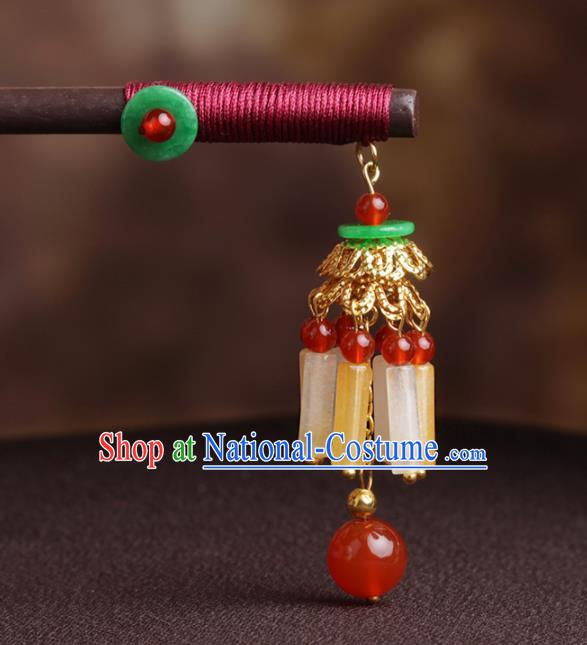 Chinese Traditional Hair Accessories Jade Tassel Hair Clip National Hanfu Hairpins for Women