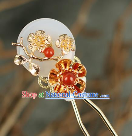 Handmade Chinese Traditional Jade Plum Blossom Hairpins Traditional Classical Hanfu Hair Accessories for Women