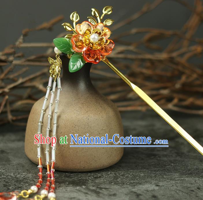 Handmade Chinese Traditional Tassel Flowers Hairpins Traditional Classical Hanfu Hair Accessories for Women