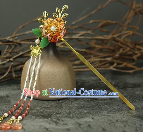 Handmade Chinese Traditional Tassel Flowers Hairpins Traditional Classical Hanfu Hair Accessories for Women