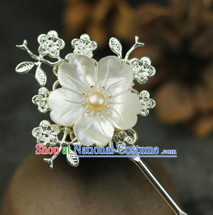 Handmade Chinese Traditional Shell Flower Hairpins Traditional Classical Hanfu Hair Accessories for Women