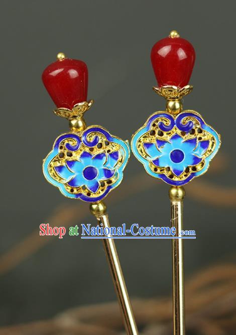 Handmade Chinese Traditional Blueing Hairpins Traditional Classical Hanfu Hair Accessories for Women