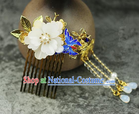 Handmade Chinese Traditional Blueing Butterfly Hair Combs Traditional Classical Hanfu Hair Accessories for Women