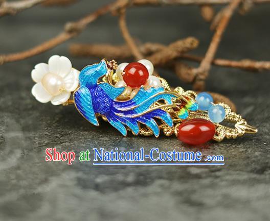 Handmade Chinese Traditional Blueing Phoenix Hair Claw Traditional Classical Hanfu Hair Accessories for Women