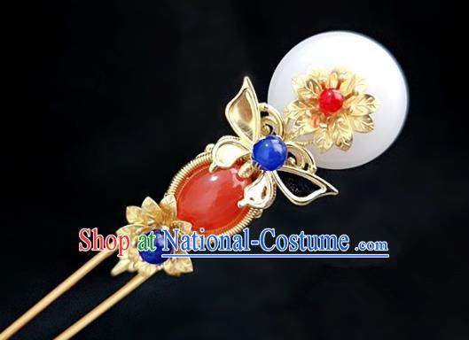 Chinese Ancient Traditional Hanfu Agate Hairpins Handmade Classical Hair Accessories for Women