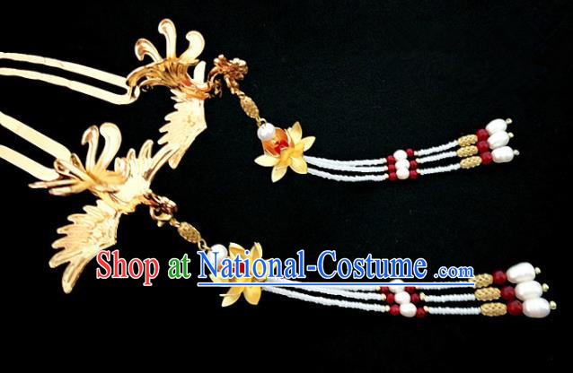 Chinese Ancient Traditional Phoenix Tassel Hairpins Handmade Classical Hair Accessories for Women