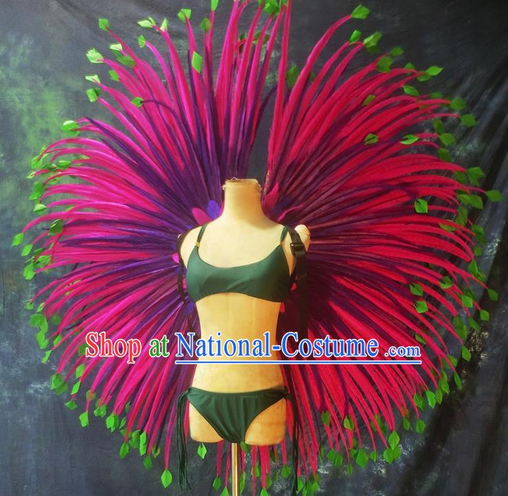 Halloween Cosplay Stage Show Props Accessories Brazilian Carnival Parade Rosy Feather Wings for Women