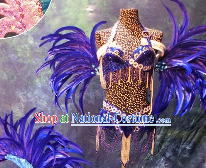 Halloween Cosplay Stage Show Props Accessories Brazilian Carnival Parade Purple Feather Wings for Women