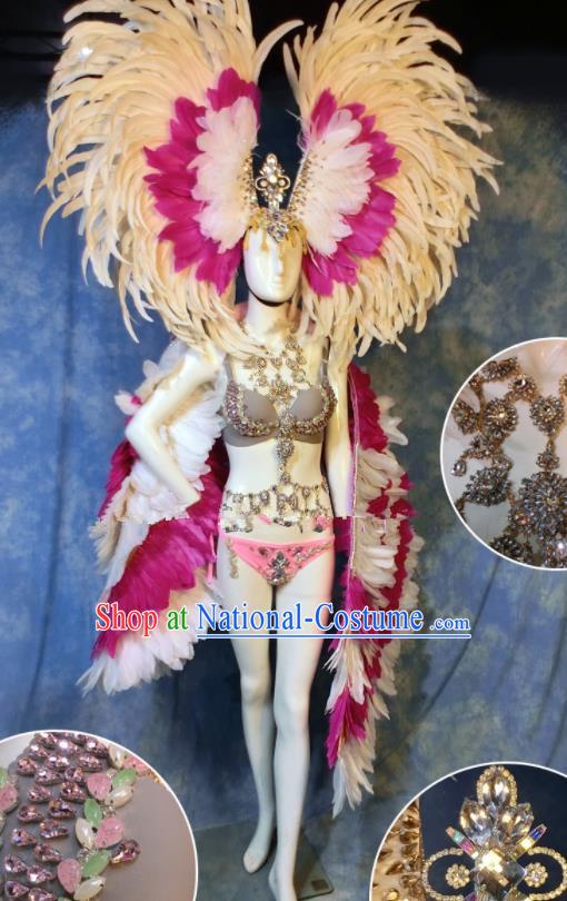 Halloween Catwalks Stage Show Feather Costumes Brazilian Carnival Parade Samba Clothing and Headwear for Women