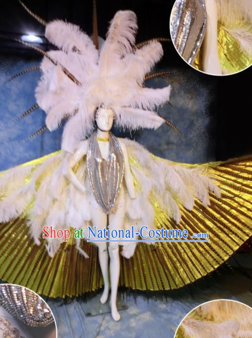 Halloween Catwalks Stage Show Samba Feather Costumes Brazilian Carnival Parade Clothing and Headwear for Women