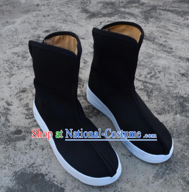 Chinese Traditional Black Boots Ancient Swordsman Shoes Cloth Shoes for Men