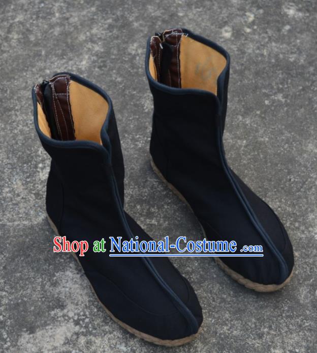 Chinese Traditional Winter Boots Ancient Swordsman Shoes Embroidered Shoes for Men