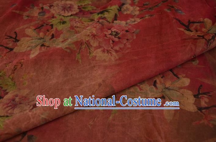 Asian Chinese Traditional Peony Pattern Silk Design Brocade Fabric Chinese Gambiered Guangdong Gauze Material