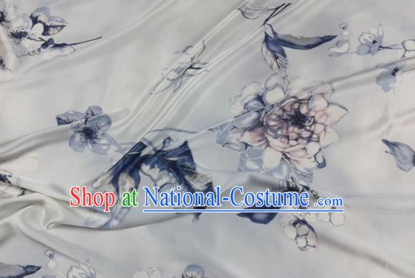 Asian Chinese Traditional Pattern Design Blue Brocade Fabric Silk Fabric Chinese Material