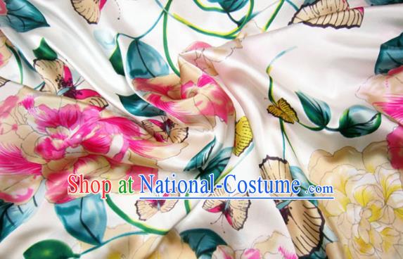 Asian Chinese Traditional Pattern Design White Brocade Fabric Silk Fabric Chinese Material