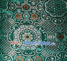 Asian Chinese Tang Suit Material Traditional Pattern Design Deep Green Brocade Silk Fabric