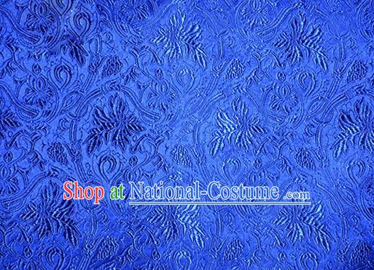 Asian Chinese Tang Suit Satin Material Traditional Grape Pattern Design Royalblue Brocade Silk Fabric