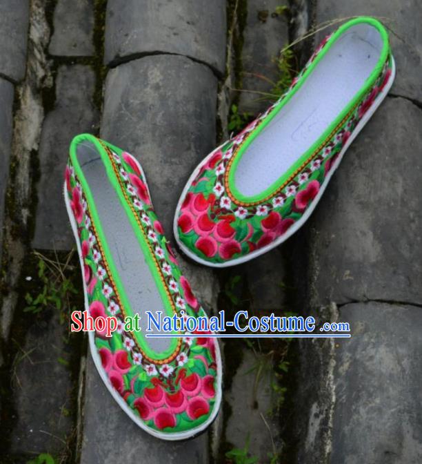 Chinese Traditional Hanfu Green Shoes Ancient Princess Shoes Embroidered Shoes for Women