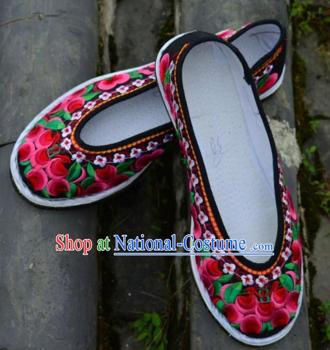 Chinese Traditional Hanfu Black Shoes Ancient Princess Shoes Embroidered Shoes for Women