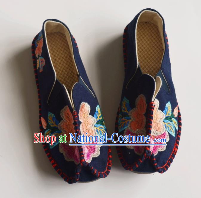 Chinese Traditional Navy Embroidered Shoes Hanfu Shoes Ancient Princess Shoes for Women