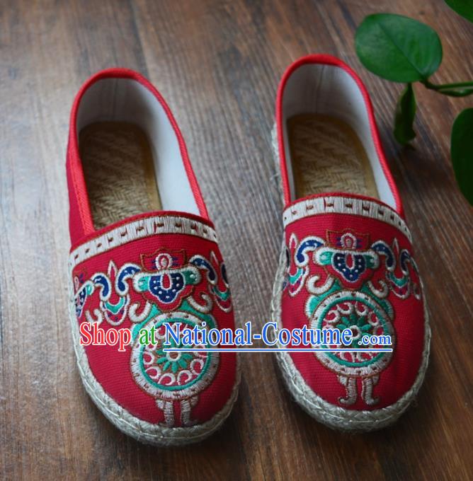 Chinese Traditional Hanfu Shoes Ancient Martial Arts Shoes Embroidered Red Shoes for Women