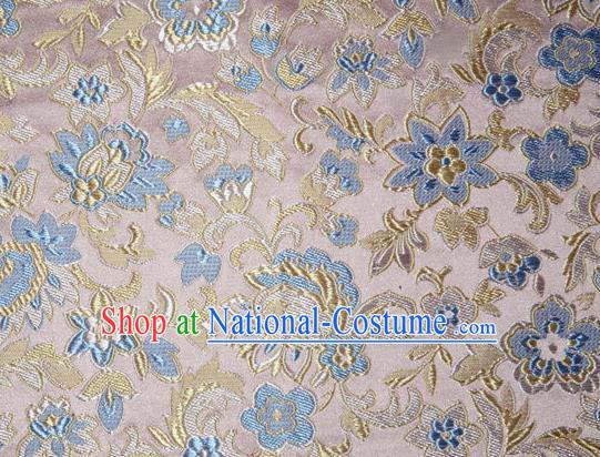 Asian Chinese Tang Suit Silk Fabric Pink Brocade Traditional Flowers Pattern Design Satin Material