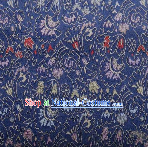 Asian Traditional Cockscomb Pattern Design Blue Satin Material Chinese Tang Suit Brocade Silk Fabric