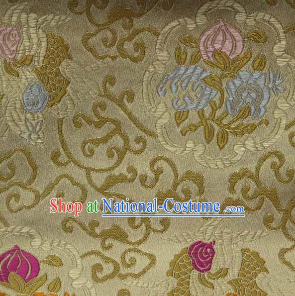 Asian Traditional Pattern Design Golden Satin Material Chinese Tang Suit Brocade Silk Fabric