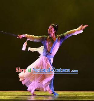 Chinese Traditional Classical Dance Costumes Drama Performance Li Bai Folk Dance Clothing for Men