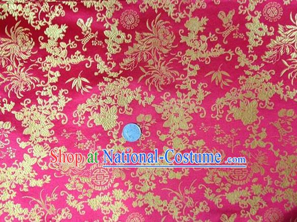 Asian Traditional Chrysanthemum Pattern Design Pink Satin Material Chinese Tang Suit Brocade Silk Fabric