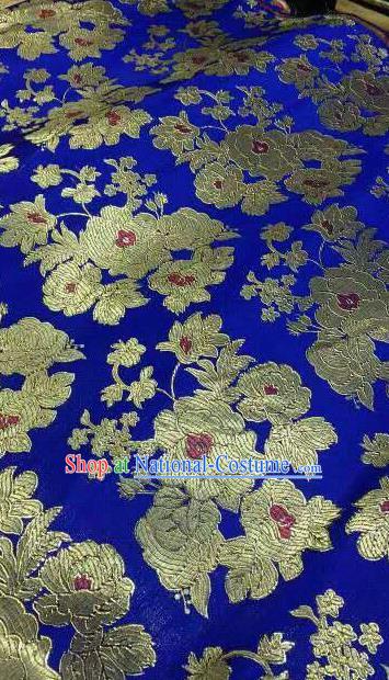 Asian Traditional Royal Pattern Design Royalblue Satin Material Chinese Tang Suit Brocade Silk Fabric