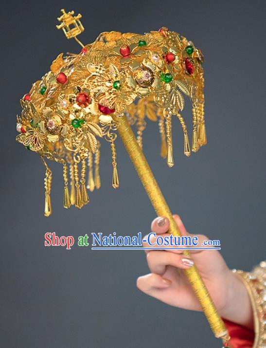 Chinese Ancient Wedding Accessories Bride Handmade Golden Crosier Scepter for Women