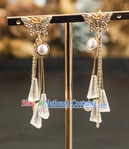 Handmade Wedding Crystal Butterfly Ear Accessories Top Grade Bride Hanfu Earrings for Women