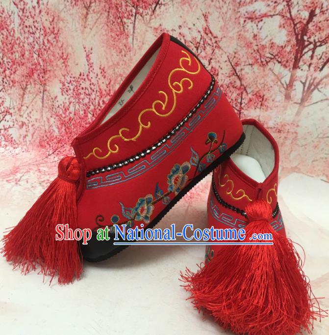 Traditional Chinese Shoes Ancient Princess Red Shoes Beijing Opera Boots for Women