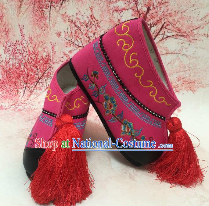 Traditional Chinese Shoes Ancient Princess Rosy Shoes Beijing Opera Boots for Women