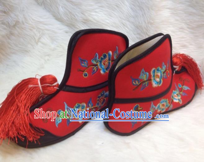 Traditional Chinese Shoes Ancient Princess Shoes Beijing Opera Embroidered Boots for Women