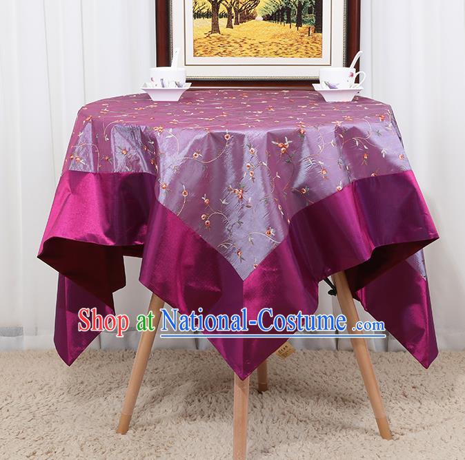 Chinese Classical Household Purple Brocade Table Cover Traditional Handmade Table Cloth Antependium