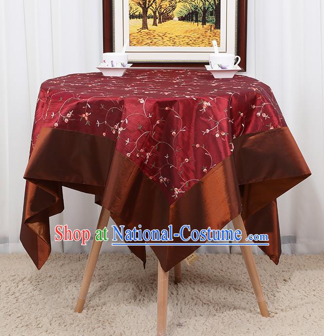 Chinese Classical Household Wine Red Brocade Table Cover Traditional Handmade Table Cloth Antependium