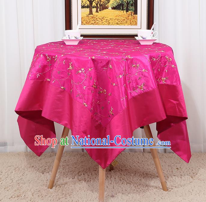 Chinese Classical Household Rosy Brocade Table Cover Traditional Handmade Table Cloth Antependium