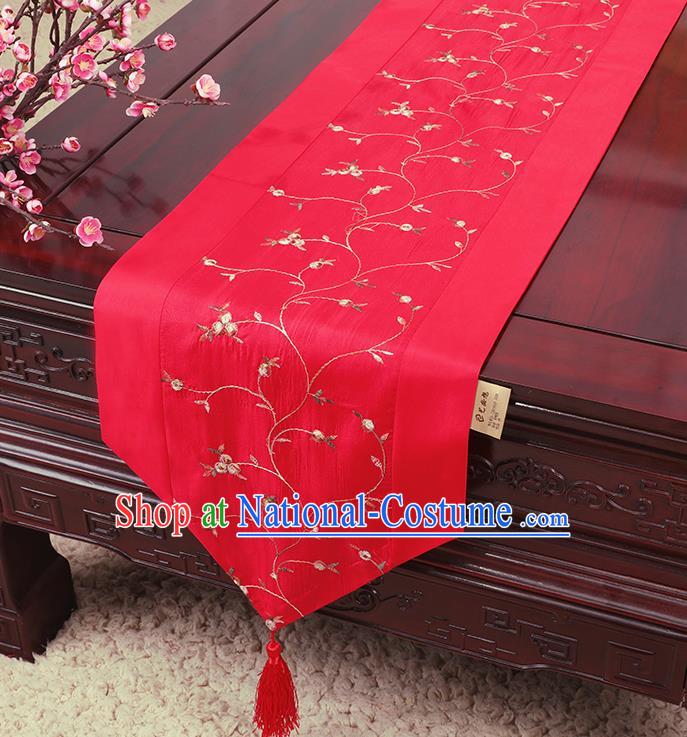 Chinese Traditional Handmade Table Cover Cloth Classical Household Ornament Red Brocade Table Flag