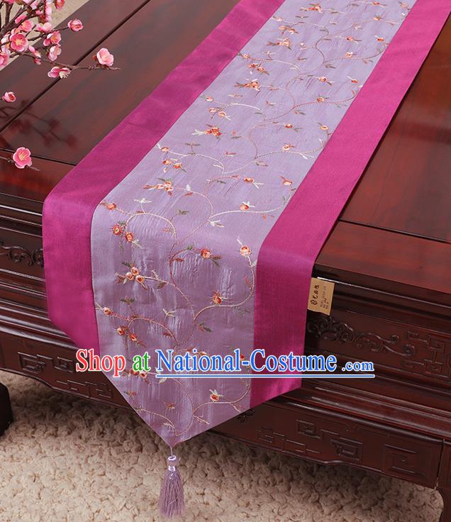 Chinese Traditional Handmade Table Cover Cloth Classical Household Ornament Purple Brocade Table Flag