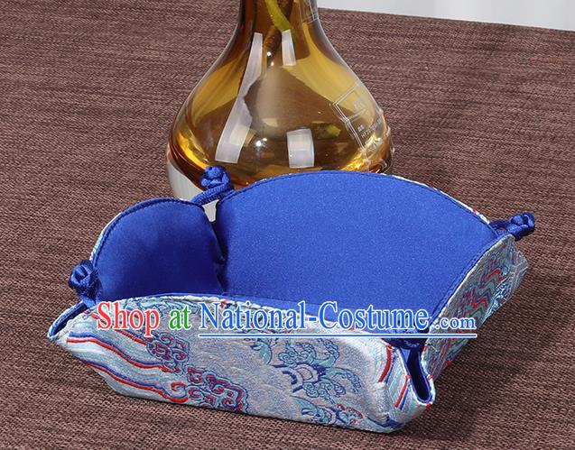 Chinese Traditional Household Accessories Classical Blue Brocade Storage Box Candy Tray