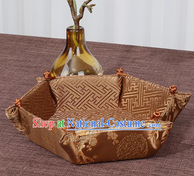 Chinese Traditional Household Accessories Classical Plum Blossom Pattern Bronze Brocade Storage Box Candy Tray