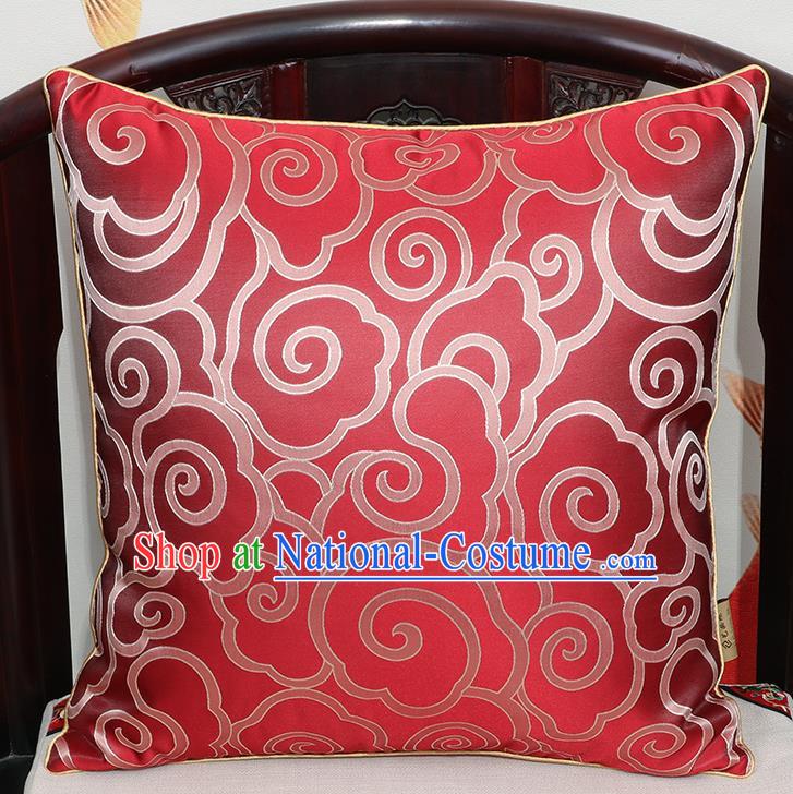 Chinese Classical Household Ornament Traditional Red Brocade Back Cushion Cover