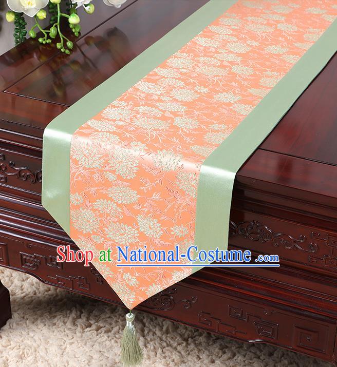 Chinese Traditional Table Cloth Classical Handmade Household Ornament Chrysanthemum Pattern Brocade Table Flag