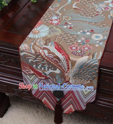 Chinese Traditional Pattern Bronze Brocade Table Cloth Classical Household Ornament Table Flag