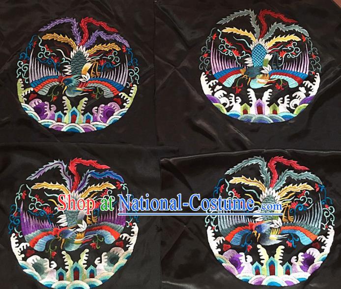 Chinese Traditional Embroidery Craft Embroidered Phoenix Patches Handmade Embroidering Accessories