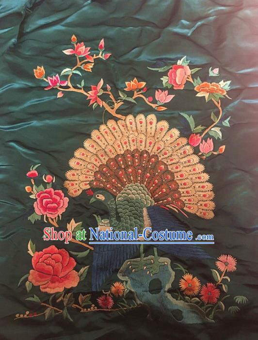 Chinese Traditional Embroidery Craft Embroidered Peacock Peony Patches Handmade Embroidering Accessories