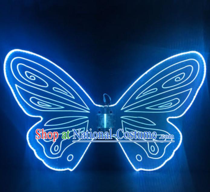 Top LED Lights Luminous Big Wings Butterfly Dance Costumes Dancing Costume Complete Set