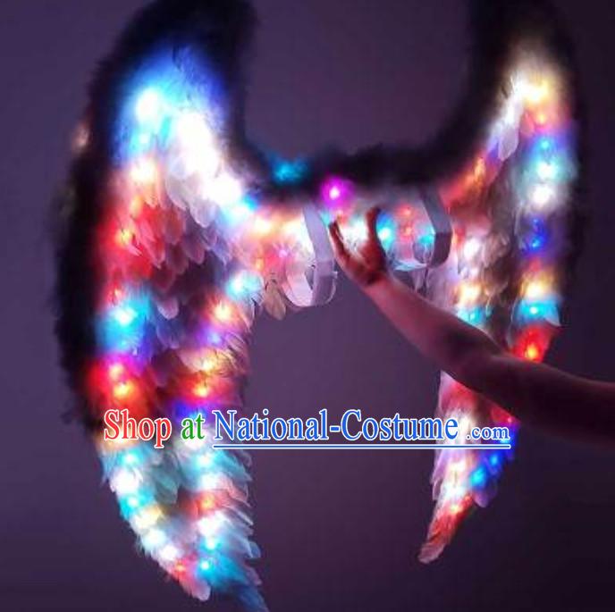 Top LED Lights Luminous Big Wings Butterfly Dance Costumes Butterfly Dancing Costume Complete Set